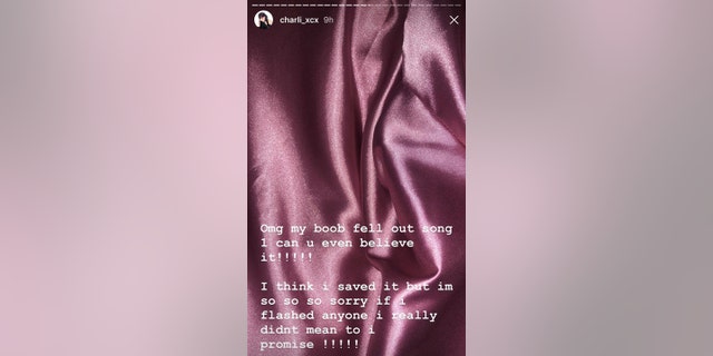 Charlie XCX apologizes to fans via Instagram.