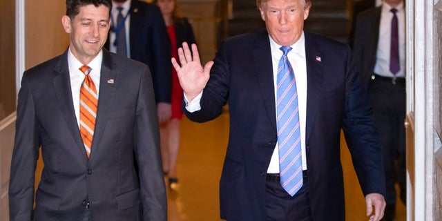 Trump met with top GOP leaders to talk immigration on Capitol Hill Tuesday night -- and got a wild reception.