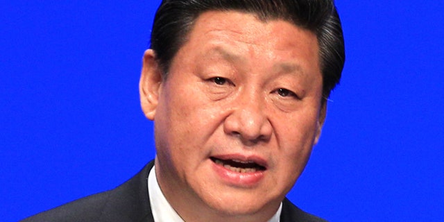 April 1, 2014: China's President Xi Jinping  speaks to the College of Europe, at the Concert building in Bruges, Belgium.