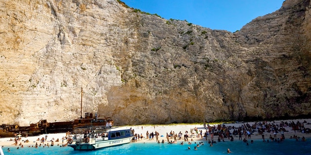 Navagio Beach, nicknamed Shipwreck Beach, is a popular tourist attraction in Zakynthos.