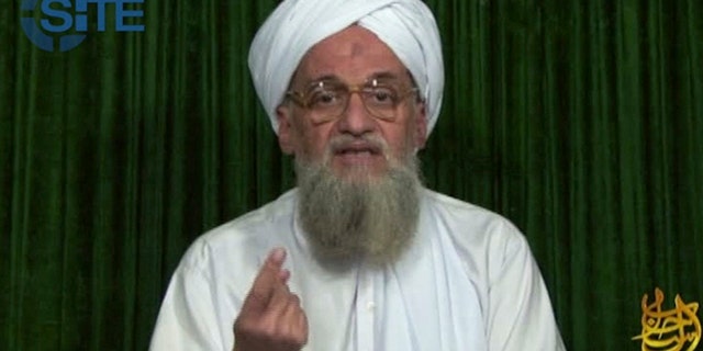Feb. 12, 2012: This image from video AP obtained from the SITE Intel Group, an American private terrorist threat analysis company, has been authenticated based on details in it, shows Al Qaeda's leader Ayman al-Zawahri in a web posting by Al Qaeda's media arm, as-Sahab, calling on Muslims across the Arab world and beyond to support rebels in Syria who are seeking to overthrow President Bashar Assad. (AP/SITE Intel Group)