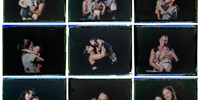 This combo of photos taken between Sept. 26 and 29, 2016, shows infants who were born with microcephaly, one of many serious medical problems caused by congenital ZIka syndrome, photographed with their mothers or family members.