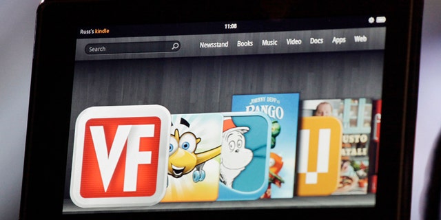 Sept. 28, 2011: The Kindle Fire is shown at a news conference in New York. The e-reader and tablet has a 7-inch multicolor touchscreen and sells for $199.