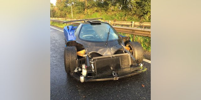 The nose of the car was found on the other side of the road.