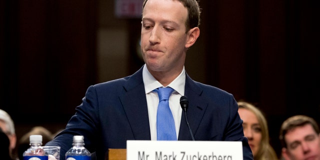 Facebook CEO Mark Zuckerberg gives testimony on Capitol Hill in April 2018.