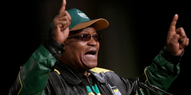 In this June 30, 2017 file photo South Africa's ruling African National Congress (ANC) party leader, President Jacob Zuma, gestures as he addresses party delegates, during the ANC policy conference in Johannesburg, South Africa.