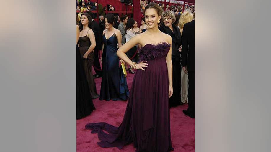 jessica alba purple dress Jessica Alba wore bright purple outfit as she leaves Good Morning America