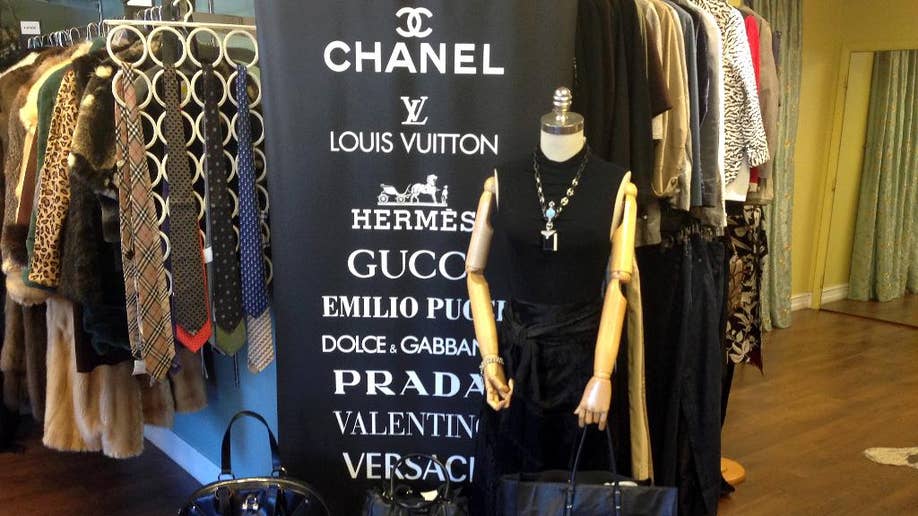 Upscale consignment shop, carrying fashions from Chanel, Gucci and