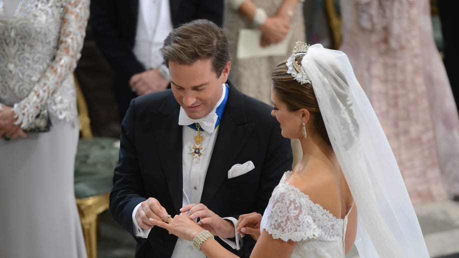 The wedding dress of Princess Madeleine of Sweden designed by