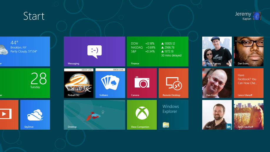 Windows 8 Consumer Preview Start Screen