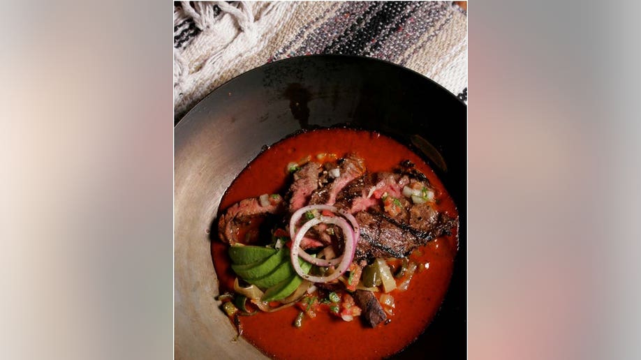 FNL grill aracherra with guajillo sauce