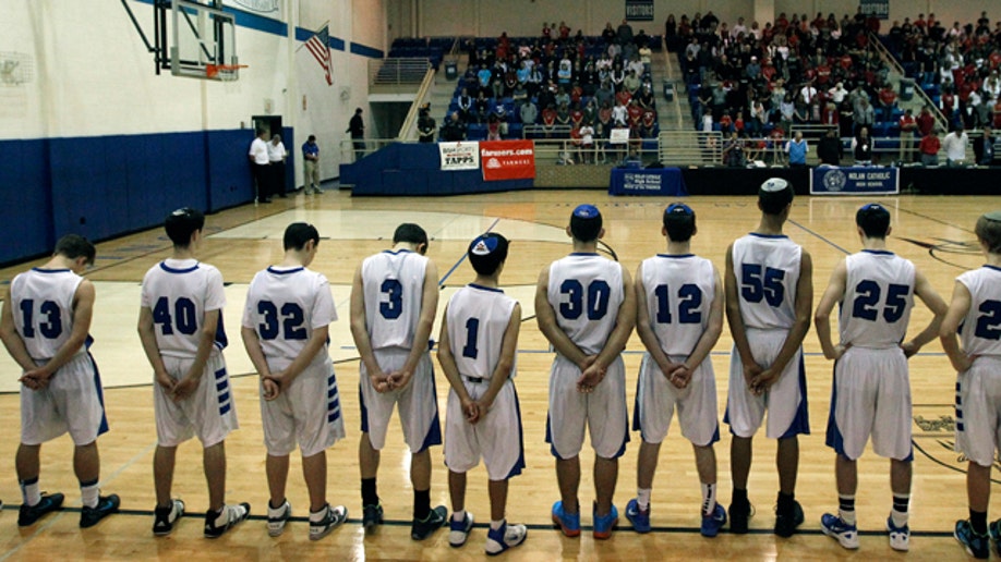 Beren Academy boys' basketball team pregame