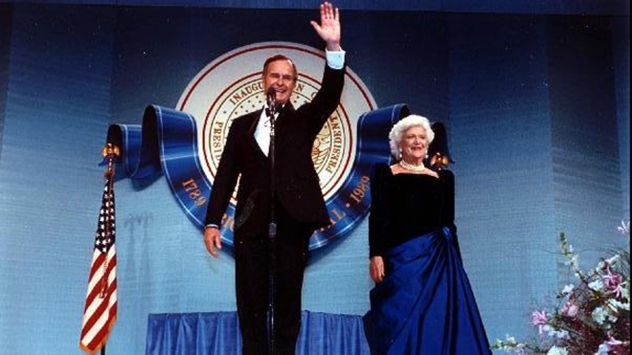 barbara bush blue dress 644 Barbara Bush Inauguration Photos & High Res Pictures