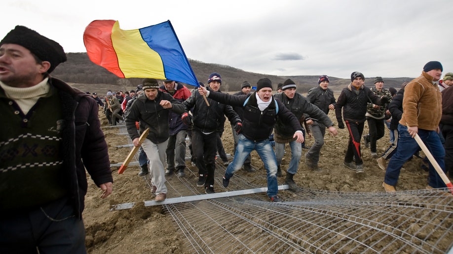 APTOPIX Romania US Chevron Protest