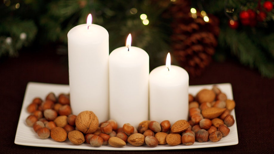 candles and nuts at Christmas