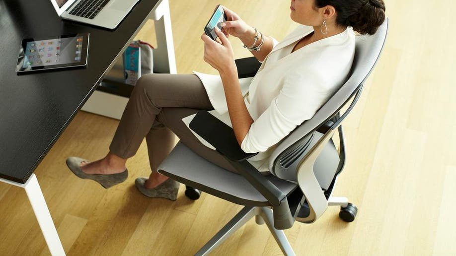 Office chair leans discount back