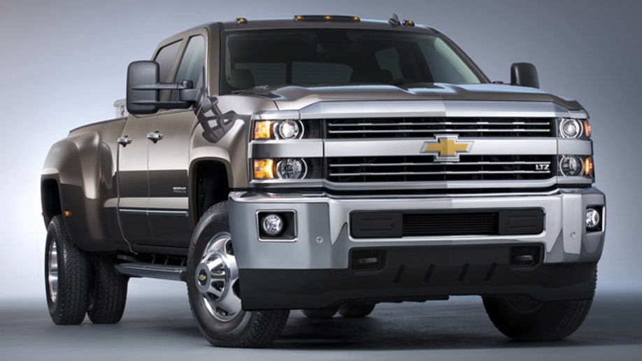 2015 Chevrolet Silverado 3500 HD LTZ crew cab pickup with dual rear wheels