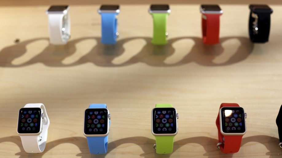 A selection of Apple Watches is shown in Palo Alto, California April 10, 2015. 