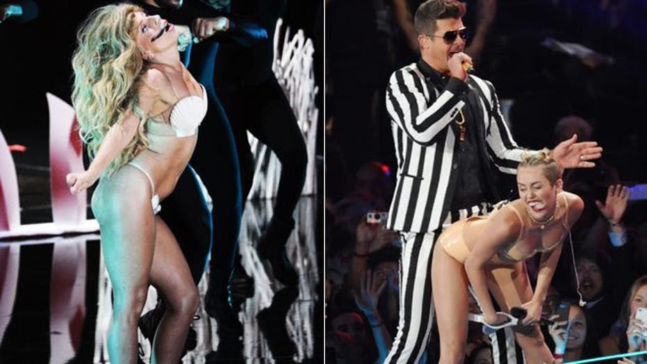 Cartoons Of Miley Cyrus Naked - Lady Gaga, Miley Cyrus vie for attention at MTV's Video Music Awards | Fox  News
