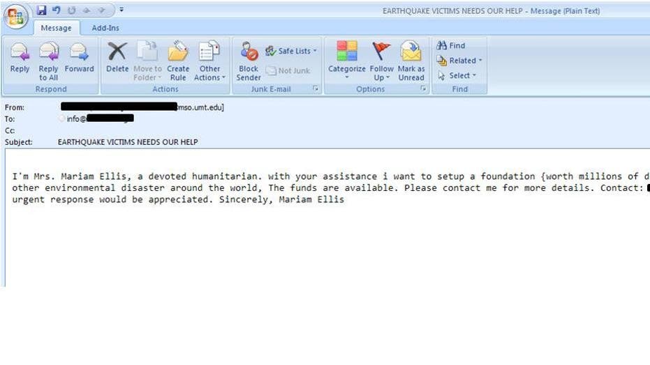 Spam Disaster Relief Emails
