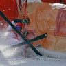 Austria's Manuel Feller crashes during the first run of the men's giant slalom at the 2018 Winter Olympics in Pyeongchang