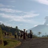 Mount Agung's volcano smokes after a devastating eruption in Bali, Lesser Sunda Islands, Indonesia in 1963
