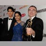 Danny Boyle, Dev Patel, and Freida Pinto