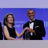 Caroline Kennedy presents the 2017 Profile in Courage Award to former President Barack Obama in Boston, May 7, 2017