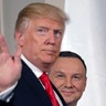President Donald Trump with Polish President Andrzej Duda at the Three Seas Initiative Summit in Warsaw