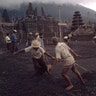 Workers clear ash from a roadway leading to the Besakih Temple after the Mount Agung volcano eruption in Bali, Indonesia in 1963