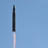 The missile is seen during its test launch in Pyongyang, North Korea, July 4