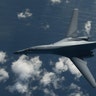 A U.S. Air Force B-1B Lancer participates in a training mission from Andersen Air Force Base, Guam over the Korean Peninsula