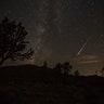 A streak from the Perseid meteor shower shoots above the Mojave Desert 10 miles west of Searchlight, Nevada, August 13, 2018