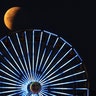 The moon over the Santa Monica Pier