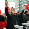 Protesters chant anti-U.S. slogans during a demonstration near the U.S. Embassy in Ankara, Turkey, December 7