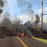 Lava from Fissure 7 slowly advances to the northeast on Hookapu Street in the Leilani Estates subdivision in Pahoa, Hawaii,. May 5, 2018
