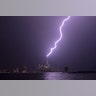 One World Trade Center takes a direct hit by a lightning bolt Tuesday night