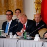 President Trump with Polish President Andrzej Duda, Treasury secretary, Steven Mnuchin, and Commerce Secretary, Wilbur Ross in Warsaw