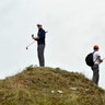 Jordan Spieth after landing in the rough off the 13th tee during the final round of the British Open Golf Championship, Sunday