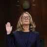 Christine Blasey Ford is sworn in before the Senate Judiciary Committee, in Washington, September 27, 2018