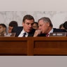 Senate Intelligence Committee ranking member Mark Warner with Chairman Richard Burr during former FBI Director Comey's appearance