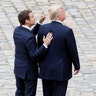 French President Emmanuel Macron and U.S. President Donald Trump at the Invalides in Paris, Thursday