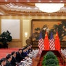  President Donald Trump and China's President Xi Jinping hold a bilateral meeting at the Great Hall of the People in Beijing, Thursday