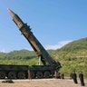 The missile prepared for launch in Pyongyang, July 4