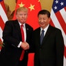 U.S. President Donald Trump and China's President Xi Jinping shake hands after making joint statements in Beijing, China, Thursday