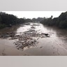Debris floats in flooded waters on the freeway after a mudslide in Montecito, January 9, 2018