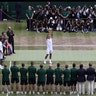 Switzerland's Roger Federer holds up the trophy after he defeated Croatia's Marin Cilic to win the Wimbledon men's singles final