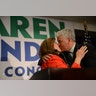 Karen Handel, Republican candidate for Georgia's 6th Congressional District, kisses husband Steve Handel during her acceptance speech