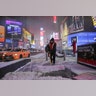 Workers remove snow during a snowstorm in Times Square in New York City, Thursday