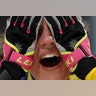 Hanna Oeberg of Sweden reacts to winning the gold medal in the women's 15km individual biathlon at the 2018 Winter Olympics